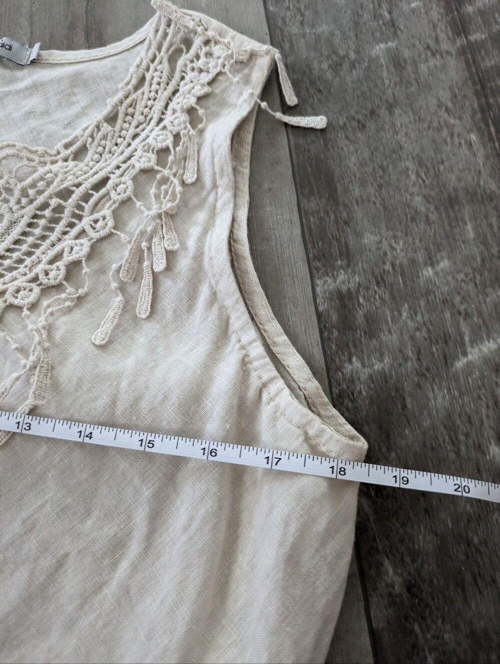 Elena Baldi 100% Linen Beige‎ fringe tank * - Picture 6 of 7